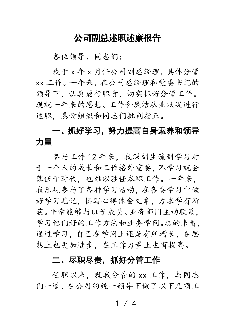 公司副总2023年述职述廉报告.doc_第1页