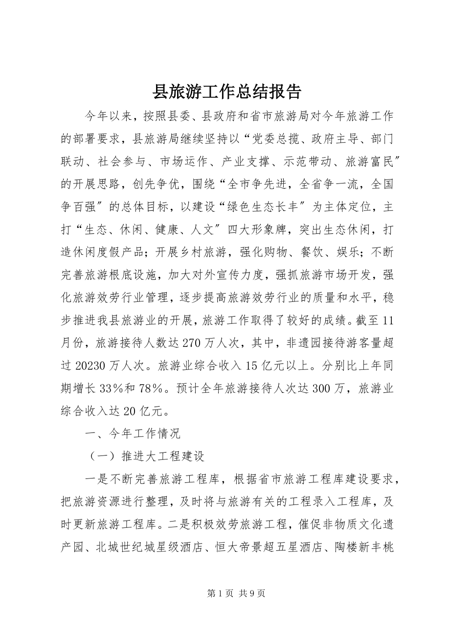 2023年县旅游工作总结报告.docx_第1页