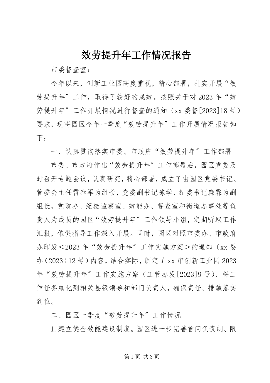 2023年服务提升年工作情况报告.docx_第1页