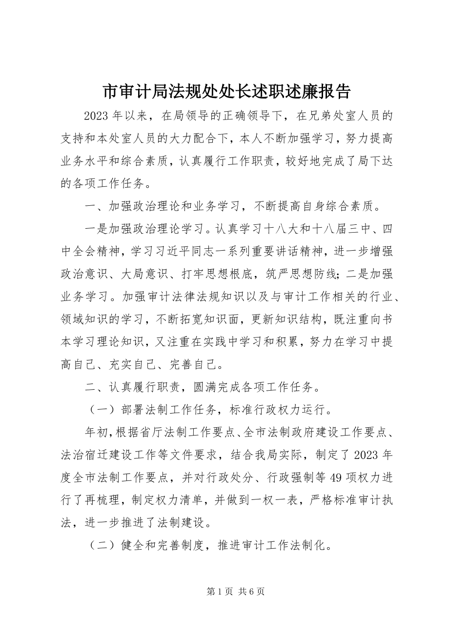 2023年市审计局法规处处长述职述廉报告.docx_第1页