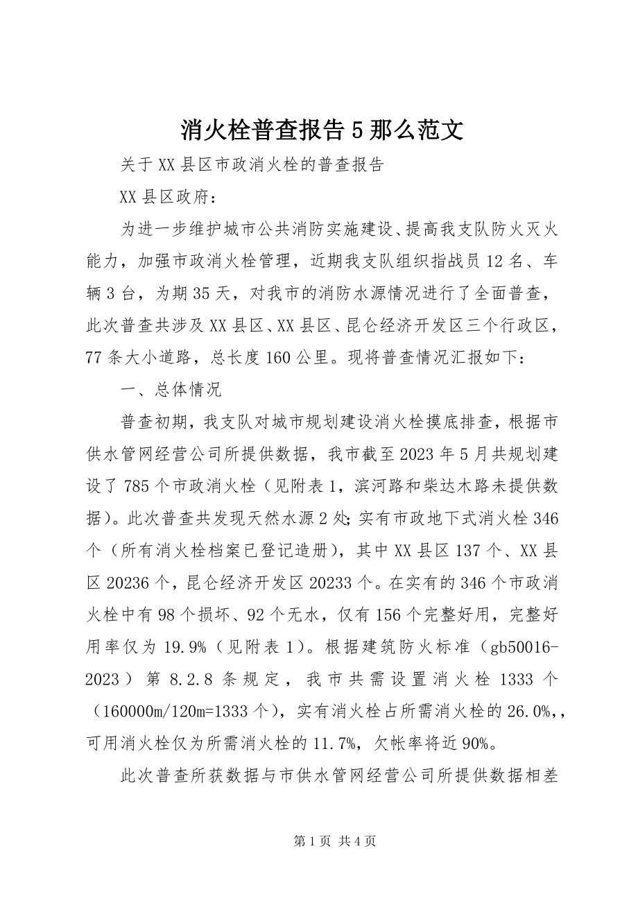 2023年消火栓普查报告5则.docx_第1页