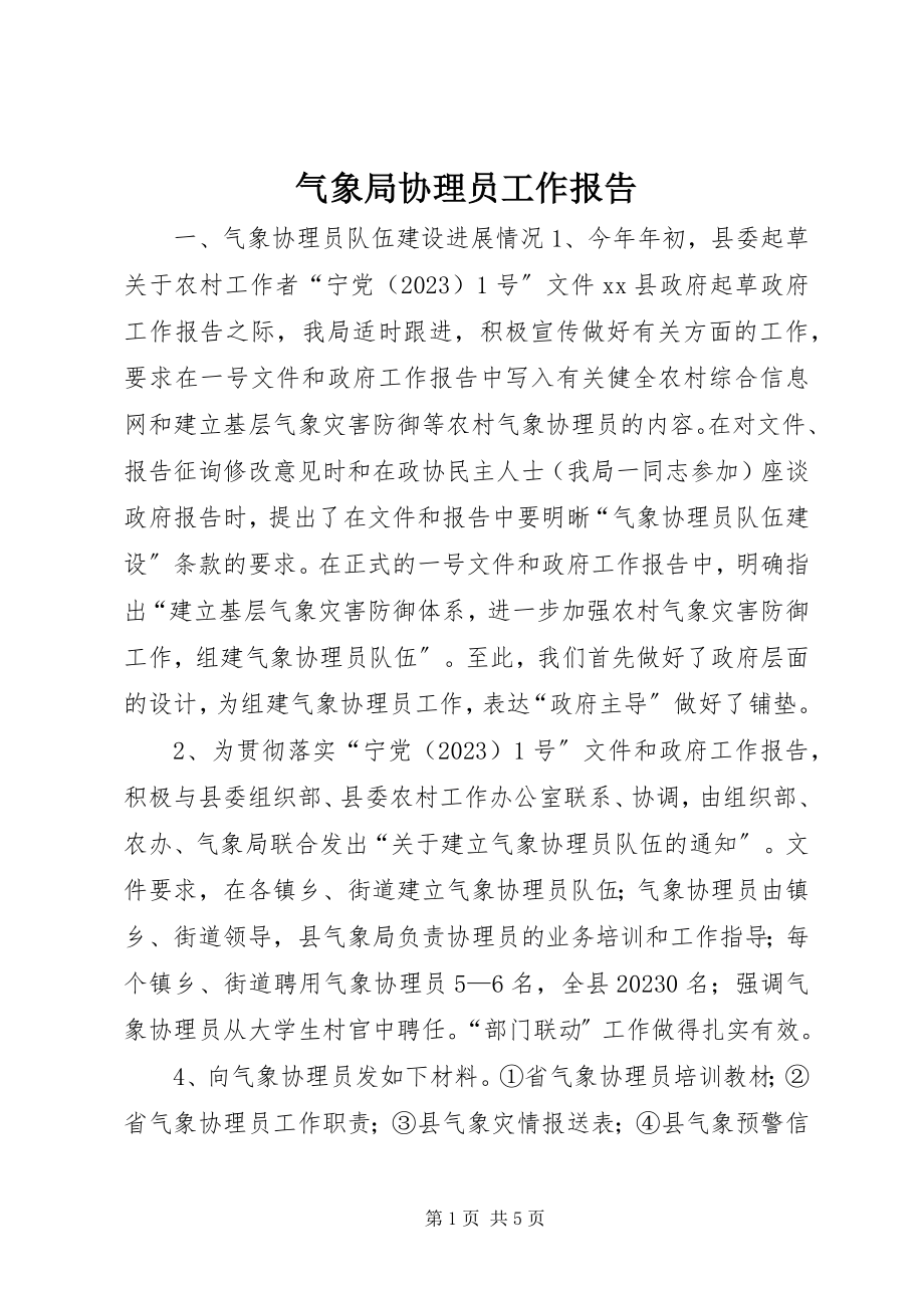 2023年气象局协理员工作报告.docx_第1页