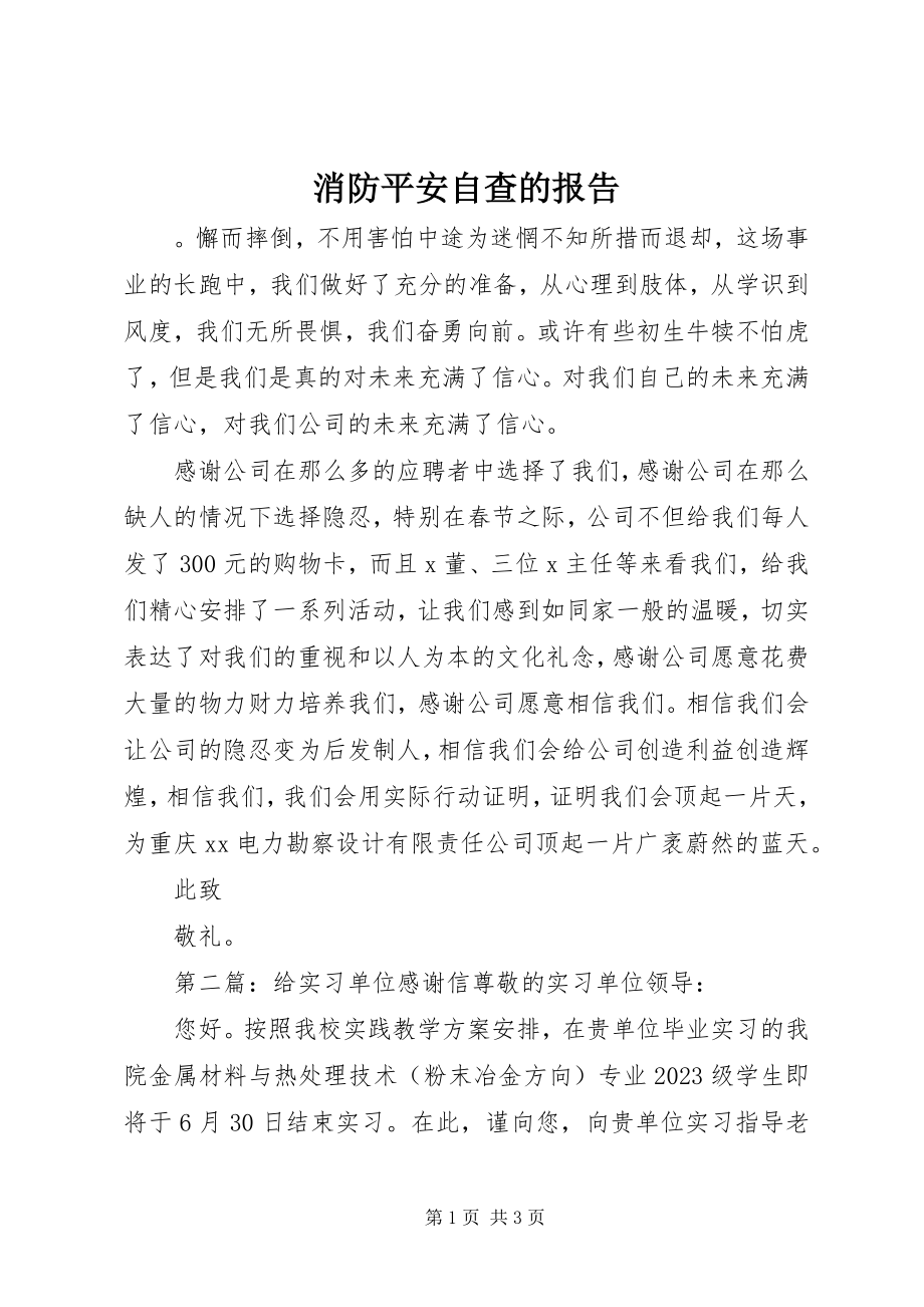 2023年消防安全自查的报告.docx_第1页