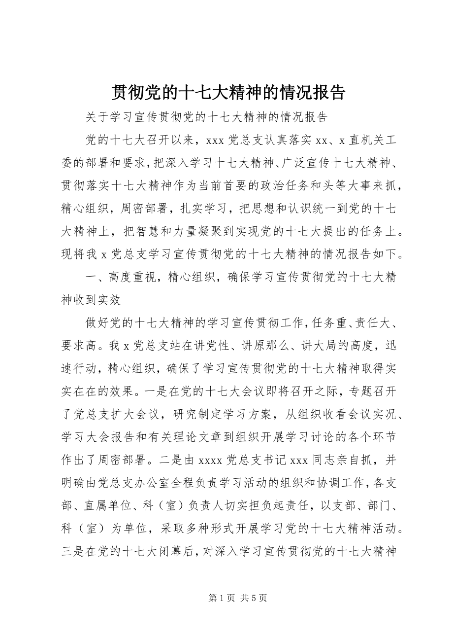 2023年贯彻党的十七大精神的情况报告.docx_第1页