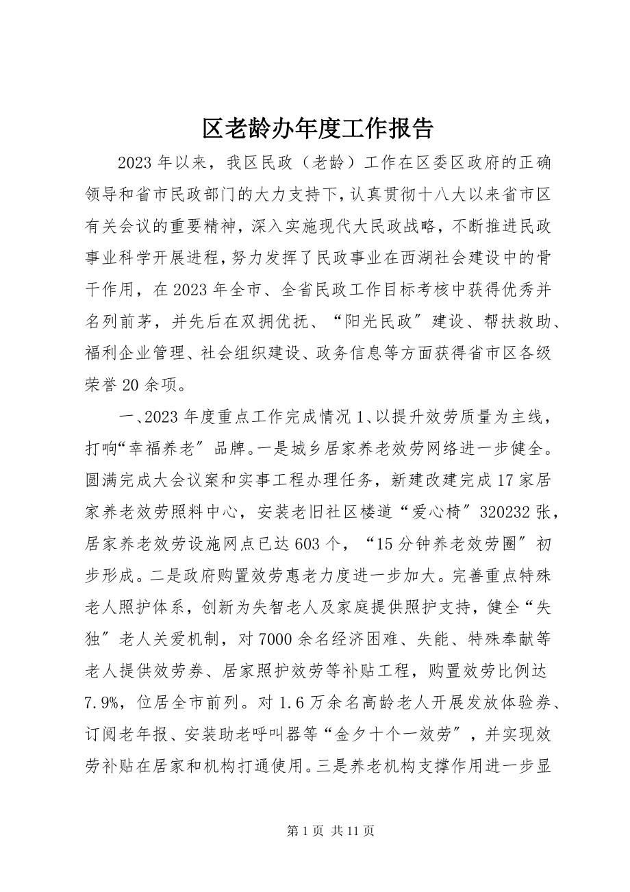 2023年区老龄办年度工作报告.docx_第1页