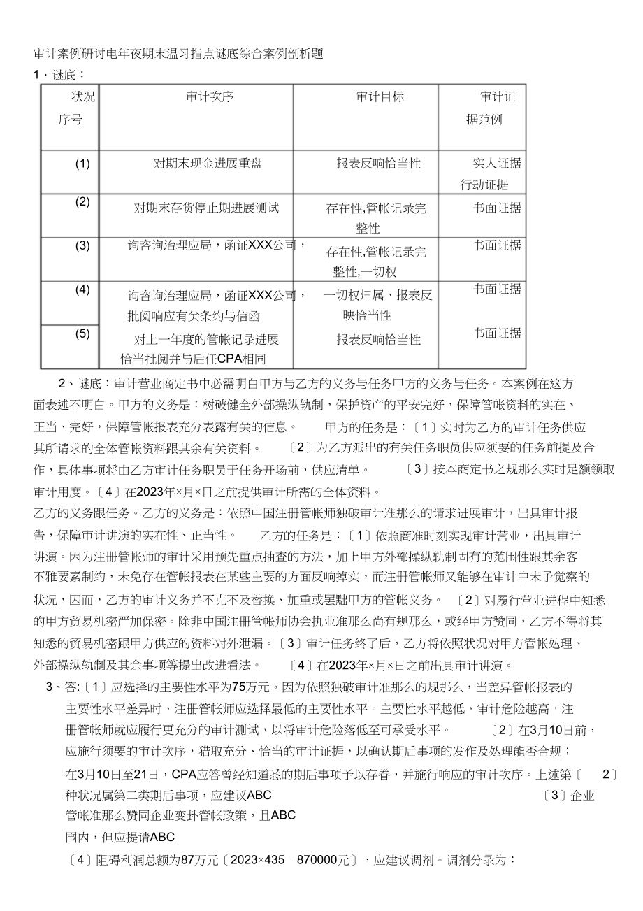 2023年审计案例研究电大蓝皮本答案综合案例分析题.docx_第1页