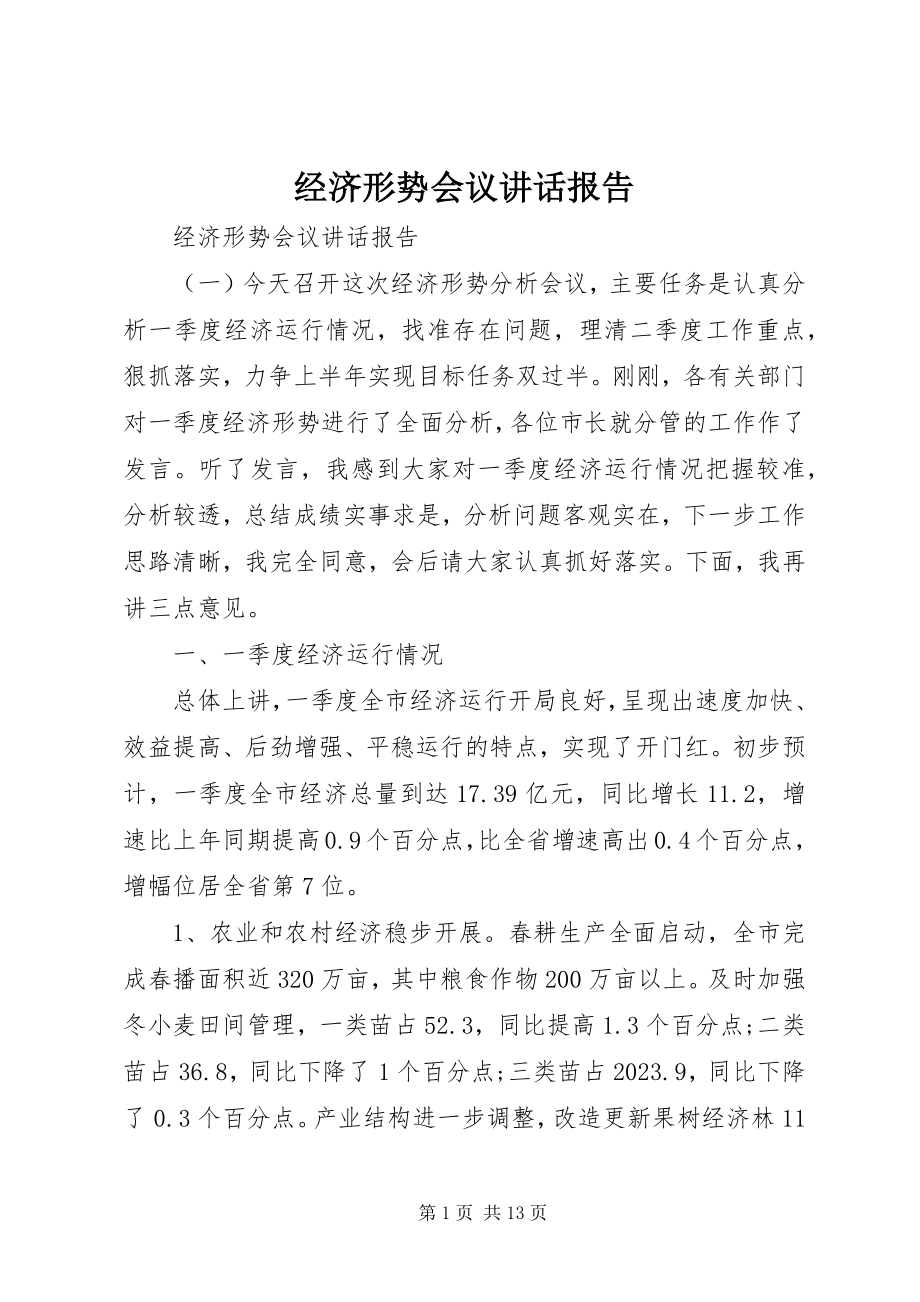 2023年经济形势会议致辞报告.docx_第1页