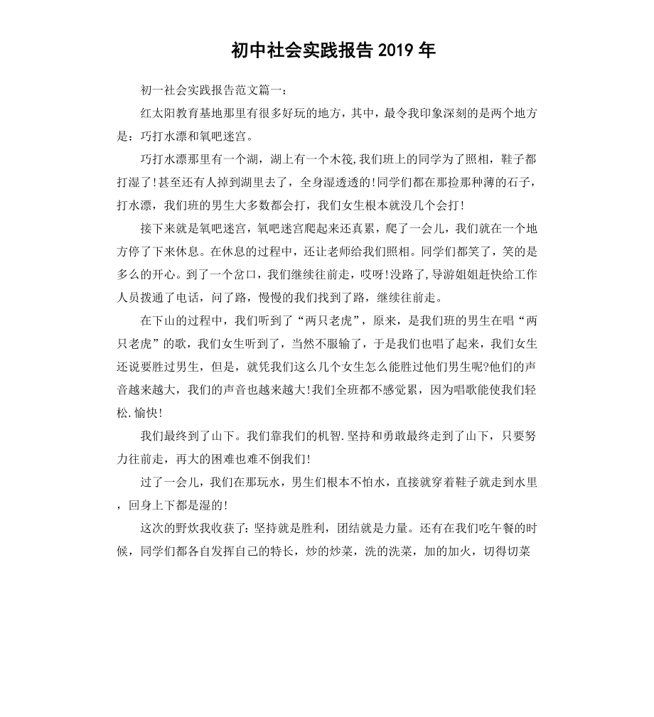 初中社会实践报告2019.docx_第1页