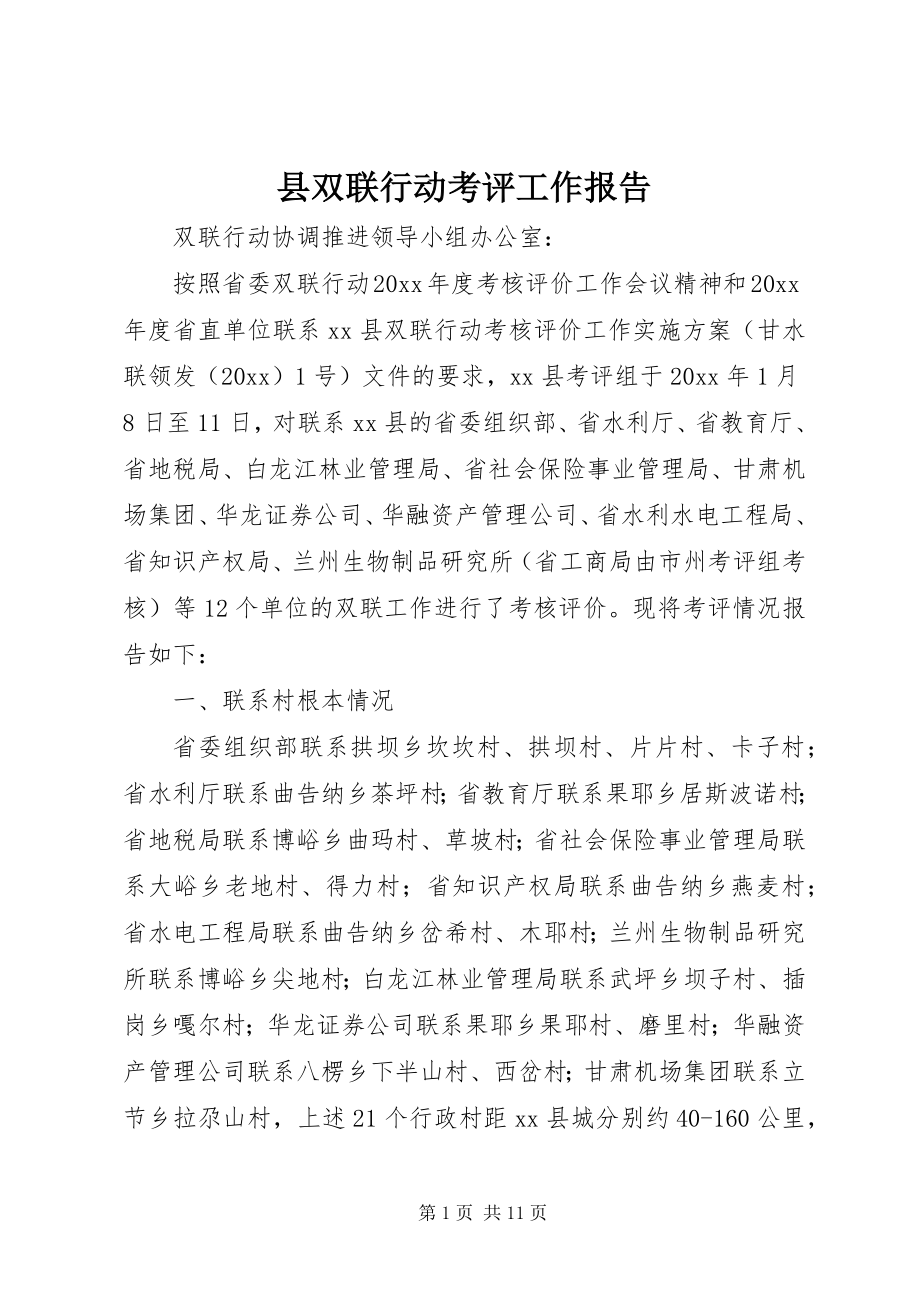 2023年县双联行动考评工作报告.docx_第1页