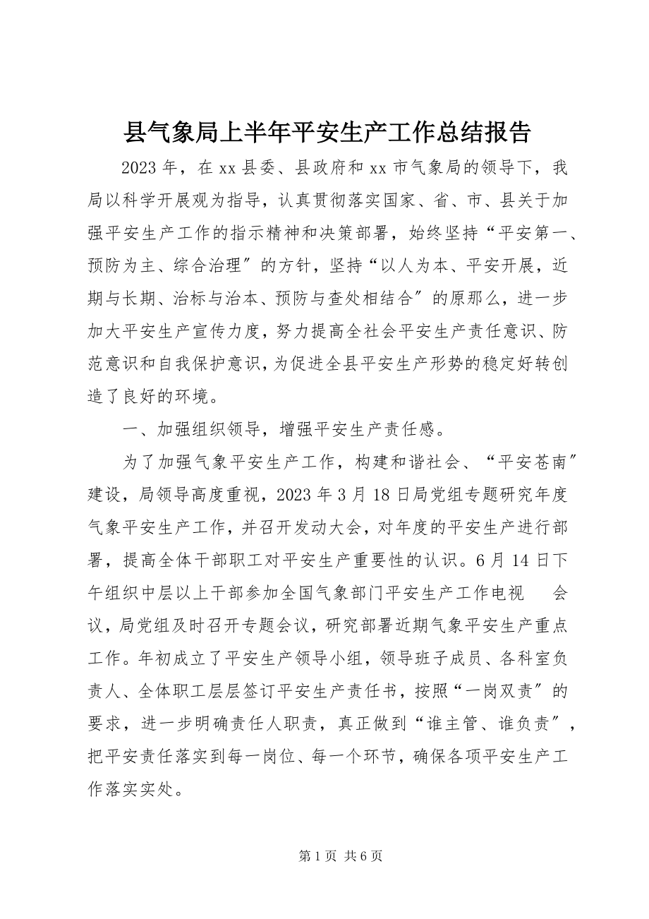 2023年县气象局上半年安全生产工作总结报告.docx_第1页