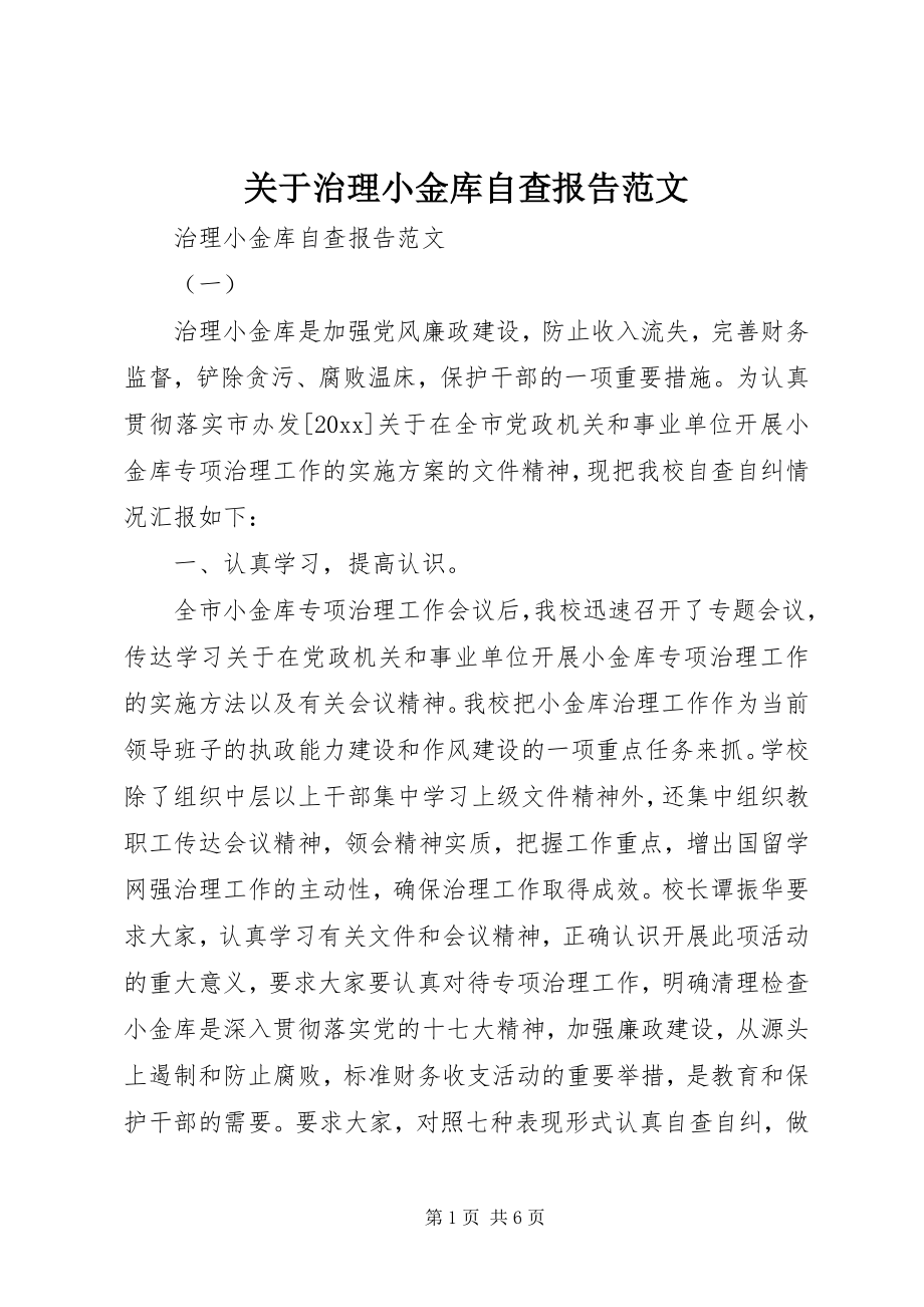 2023年治理小金库自查报告.docx_第1页