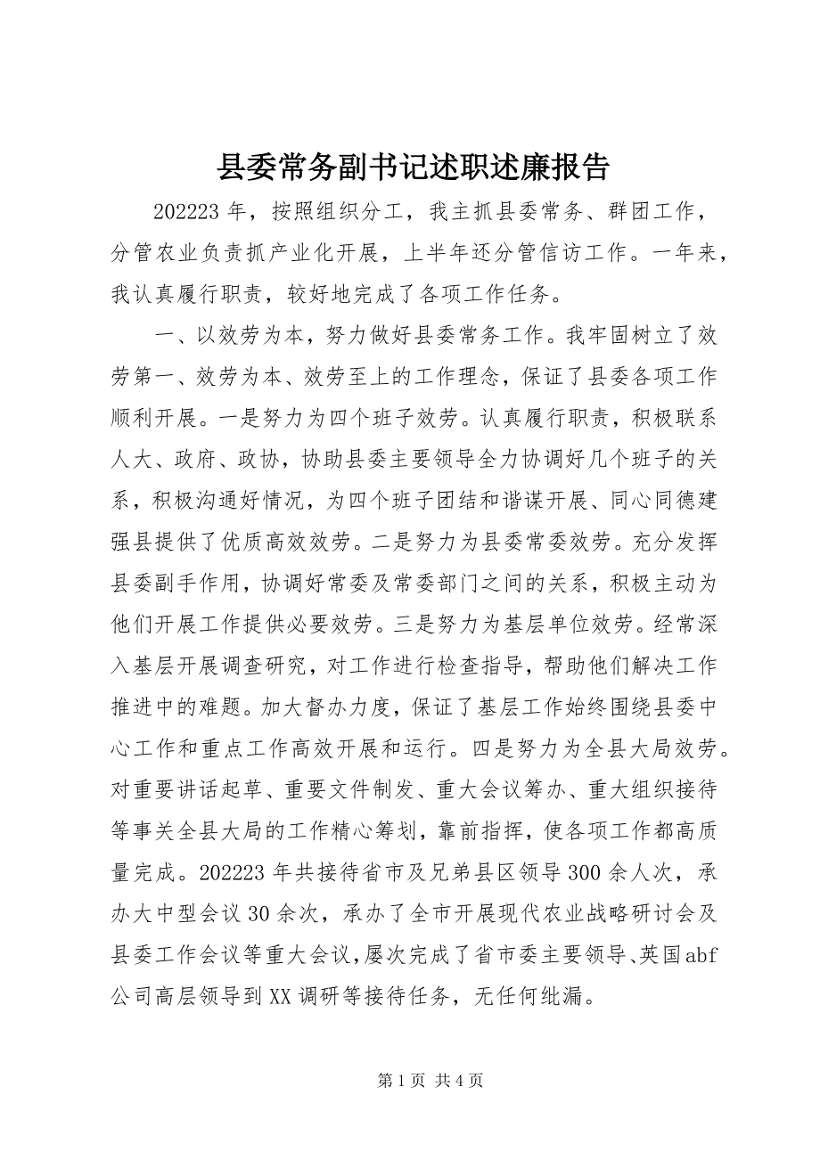 2023年县委常务副书记述职述廉报告.docx_第1页