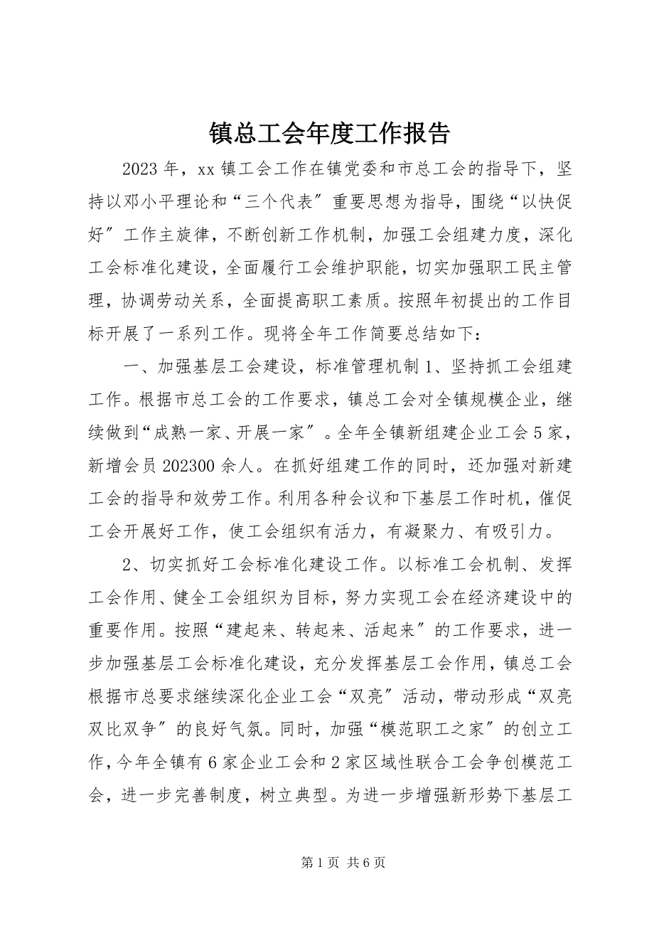 2023年镇总工会年度工作报告.docx_第1页