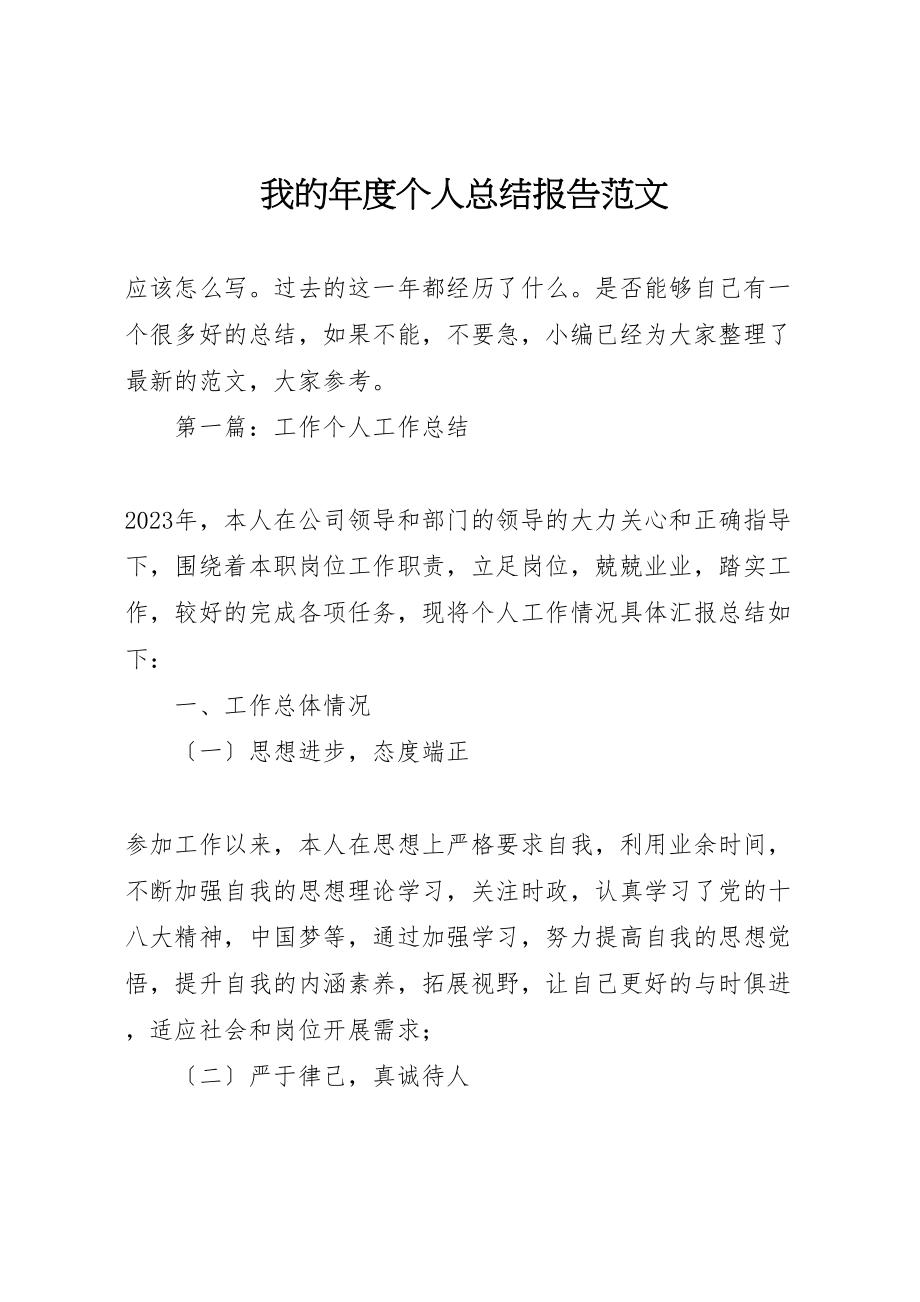 2023年我的年度个人总结报告范文.doc_第1页