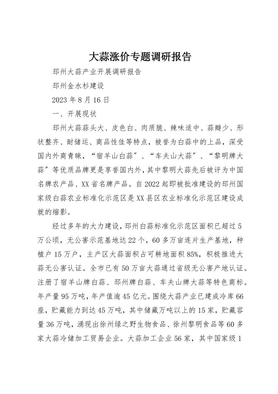 2023年大蒜涨价专题调研报告新编.docx_第1页