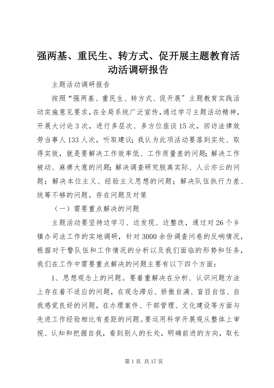 2023年强两基重民生转方式促发展主题教育活动活调研报告.docx_第1页