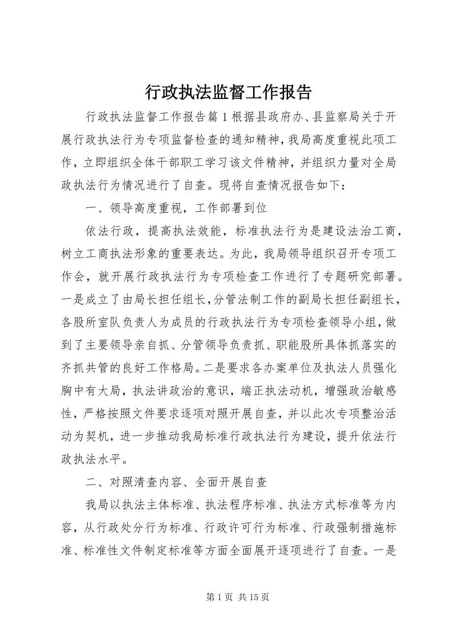 2023年行政执法监督工作报告.docx_第1页