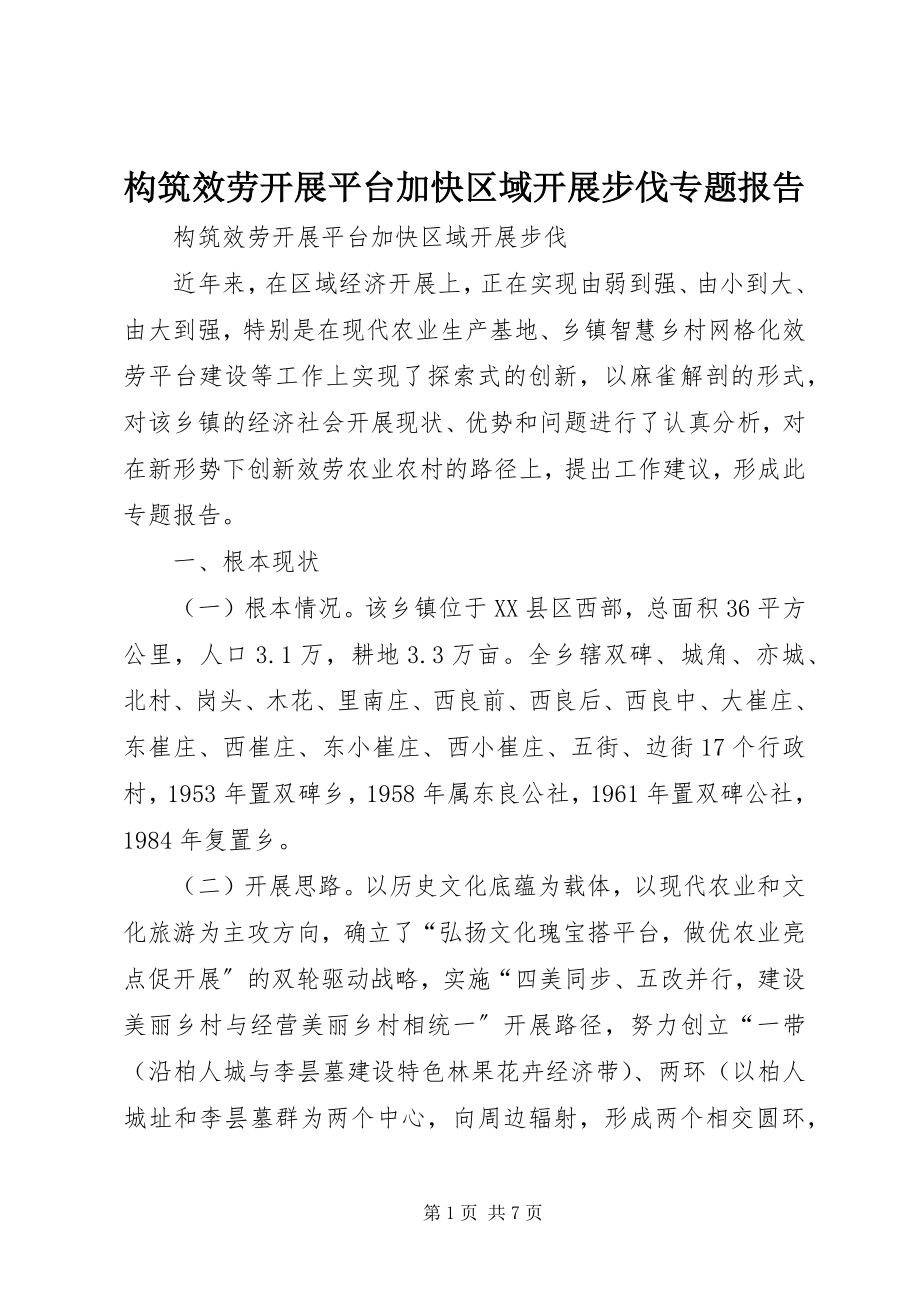 2023年构筑服务发展平台加快区域发展步伐专题报告.docx_第1页