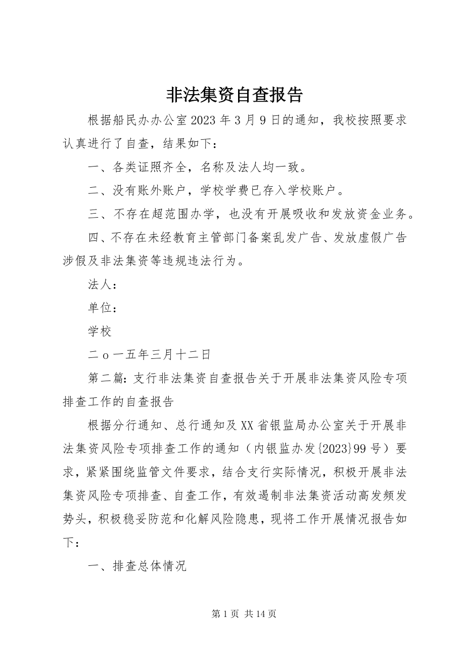 2023年非法集资自查报告.docx_第1页