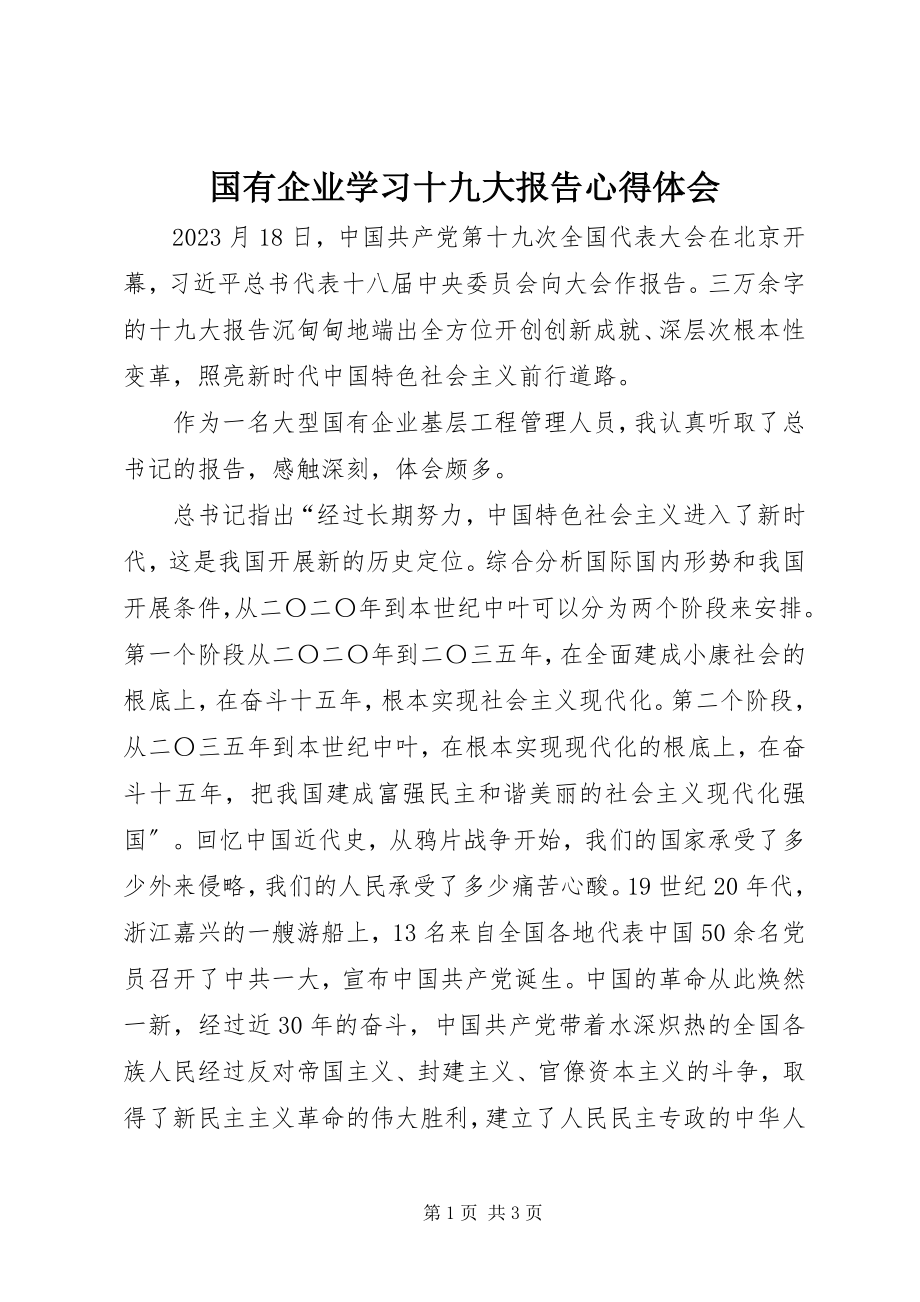 2023年国有企业学习十九大报告心得体会.docx_第1页