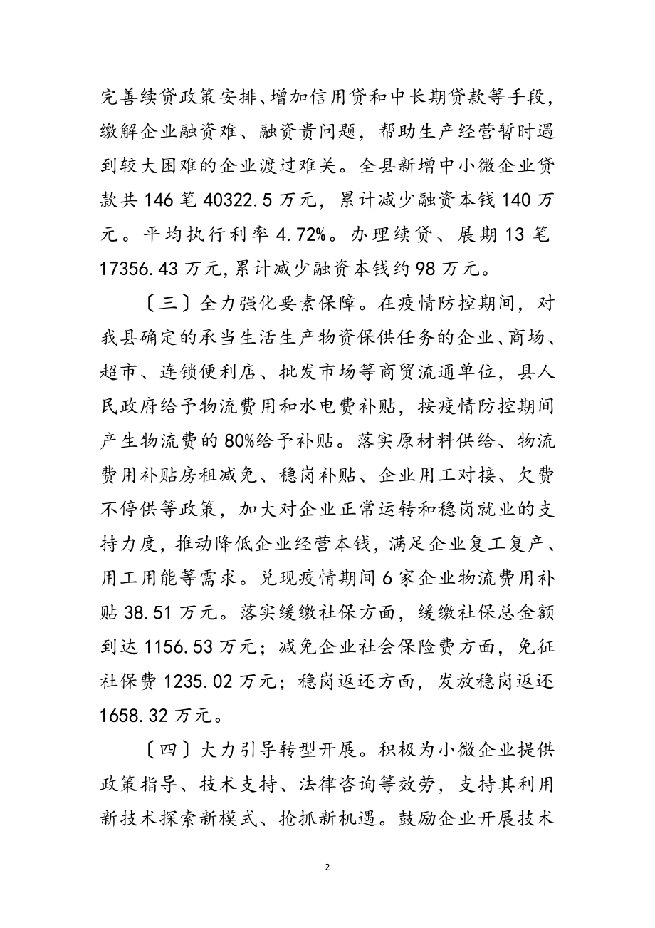 2023年进一步做好小微企业帮扶工作报告范文.doc_第2页