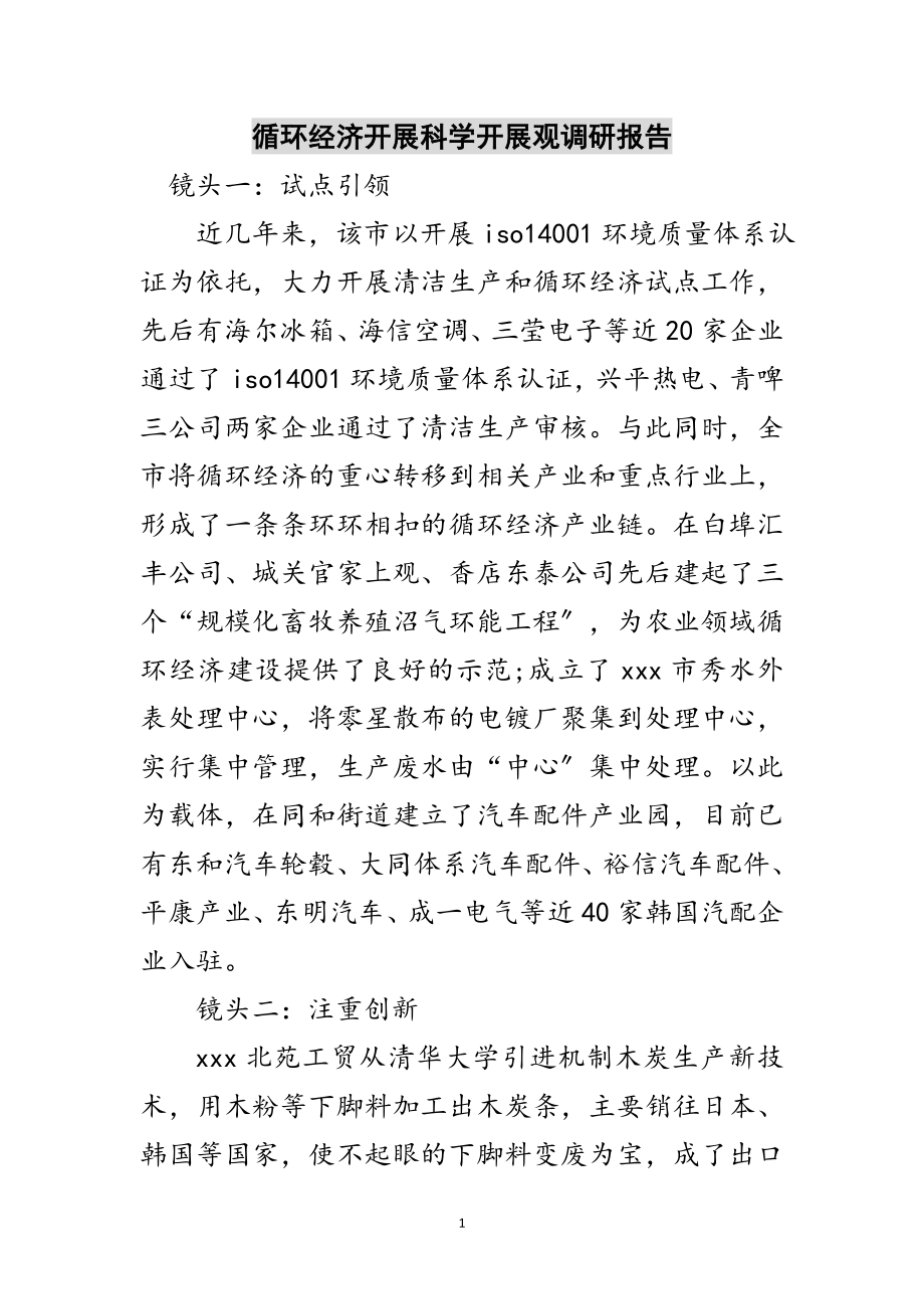 2023年循环经济发展科学发展观调研报告范文.doc_第1页