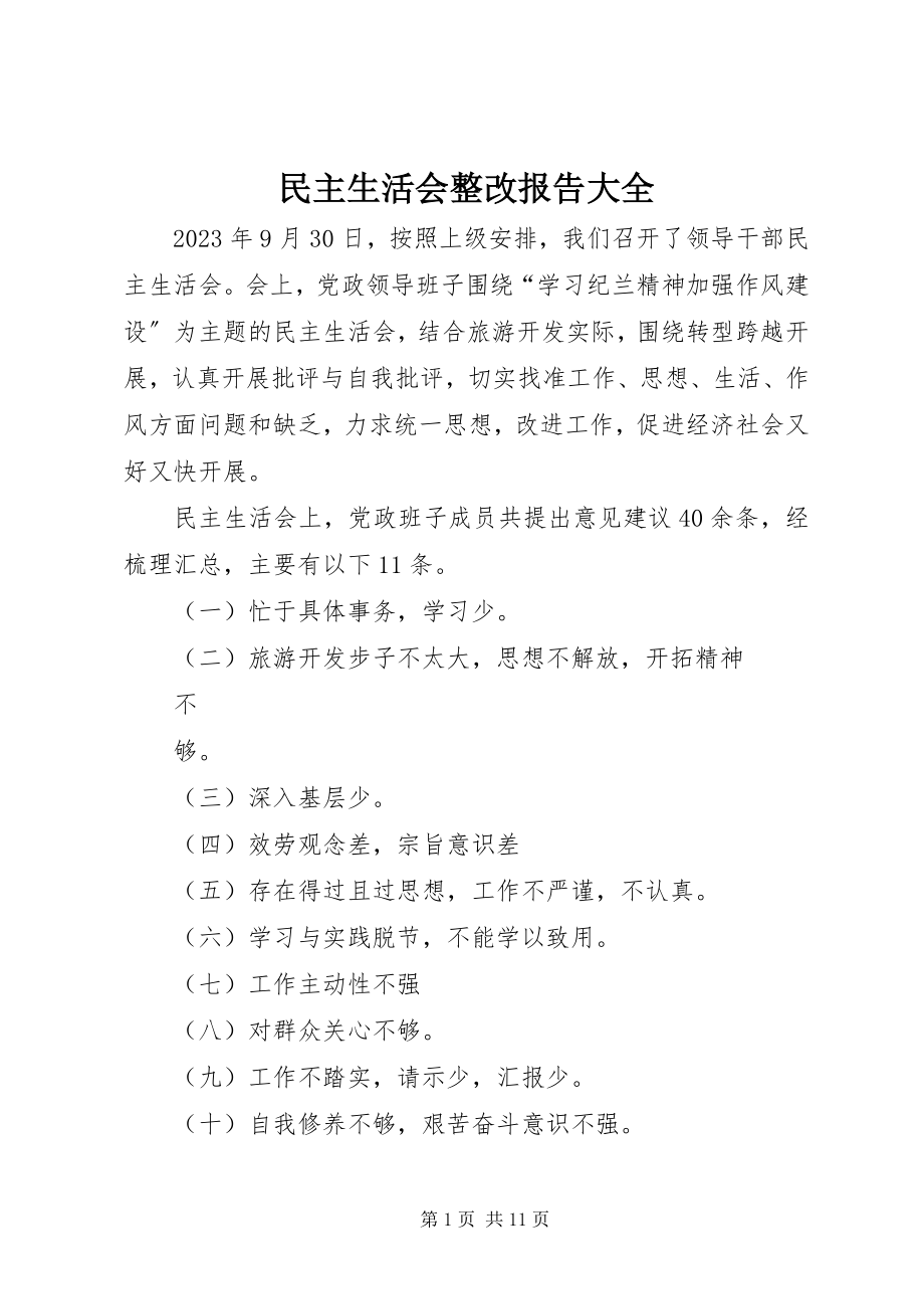 2023年民主生活会整改报告大全.docx_第1页