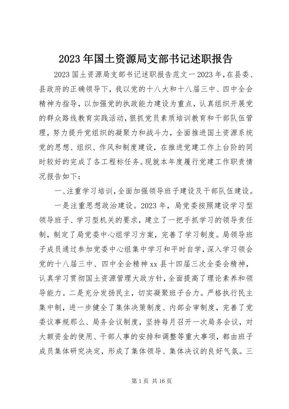 2023年国土资源局支部书记述职报告.docx_第1页