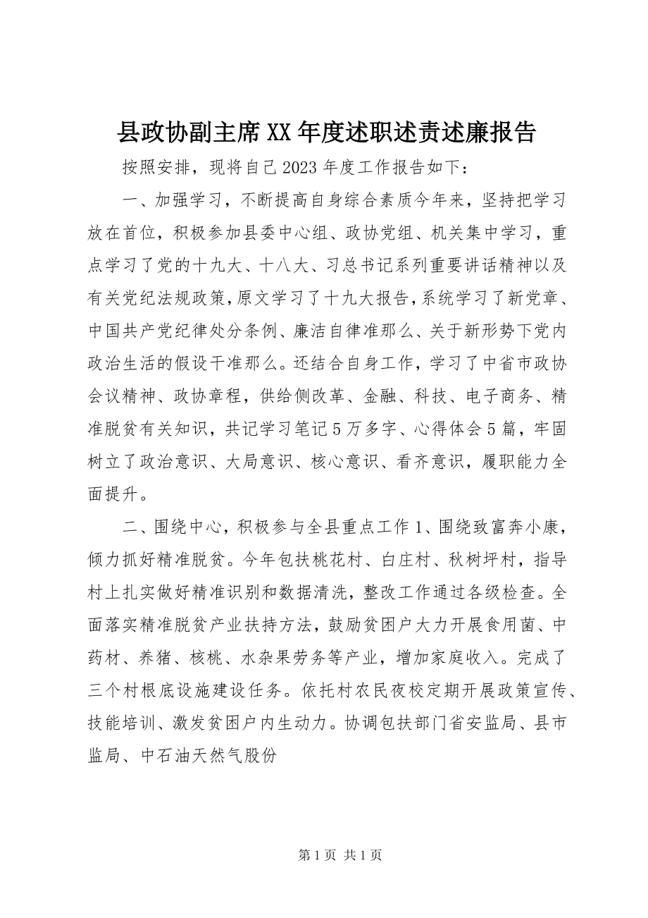 2023年县政协副主席度述职述责述廉报告.docx_第1页