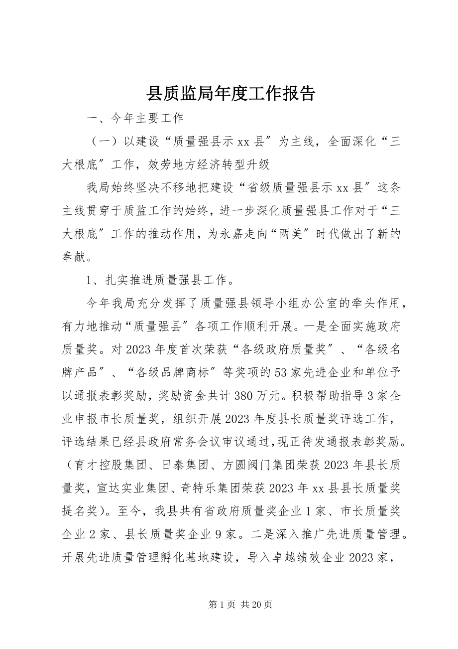 2023年县质监局年度工作报告.docx_第1页