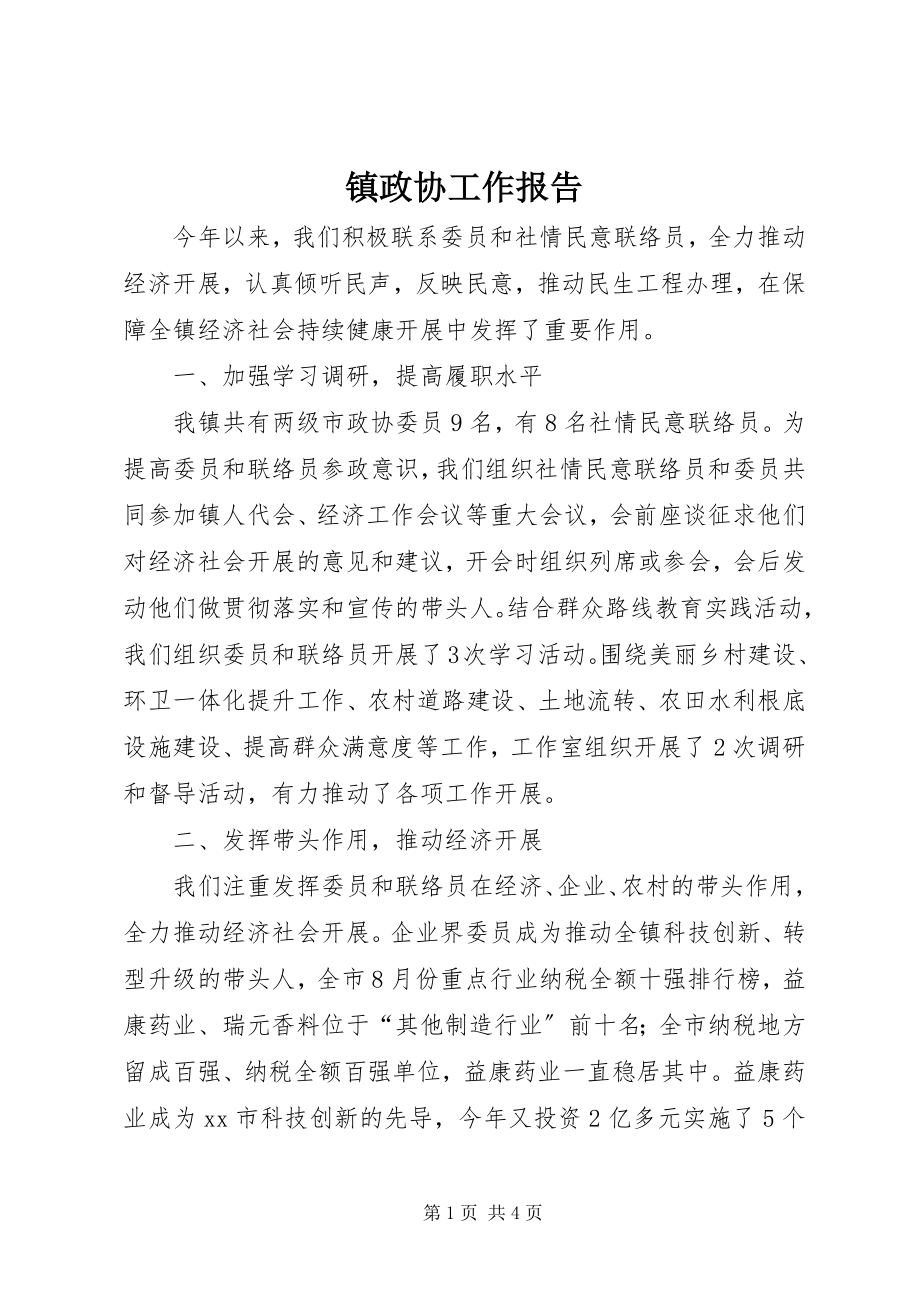 2023年镇政协工作报告.docx_第1页