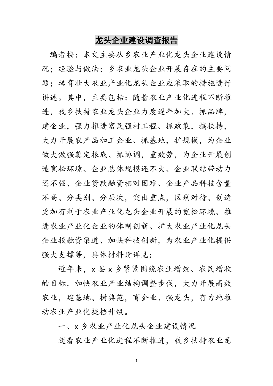 2023年龙头企业建设调查报告范文.doc_第1页