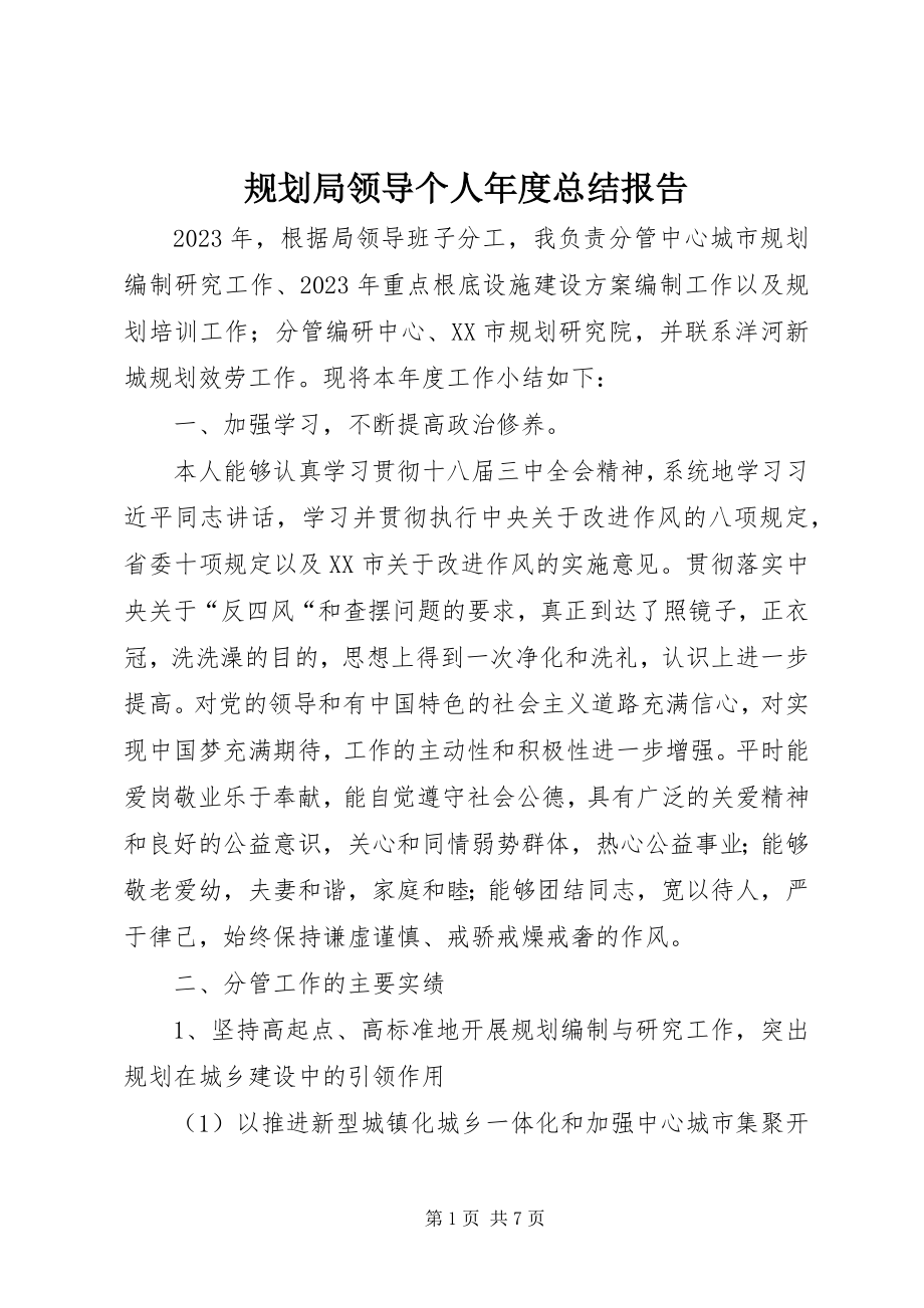 2023年规划局领导个人度总结报告.docx_第1页