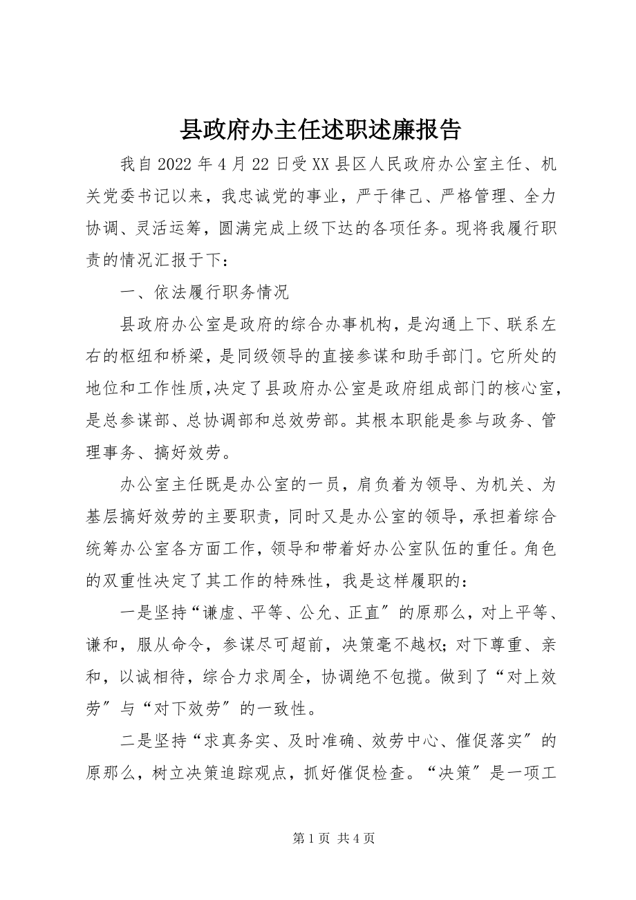 2023年县政府办主任述职述廉报告.docx_第1页