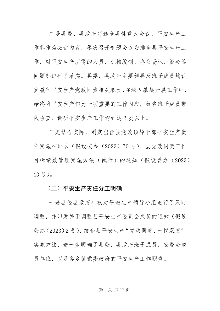 2023年安全生产党政同责工作报告新编.docx_第2页