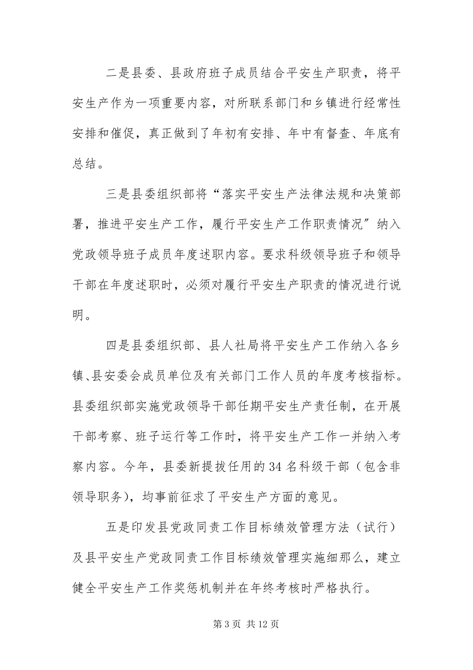 2023年安全生产党政同责工作报告新编.docx_第3页