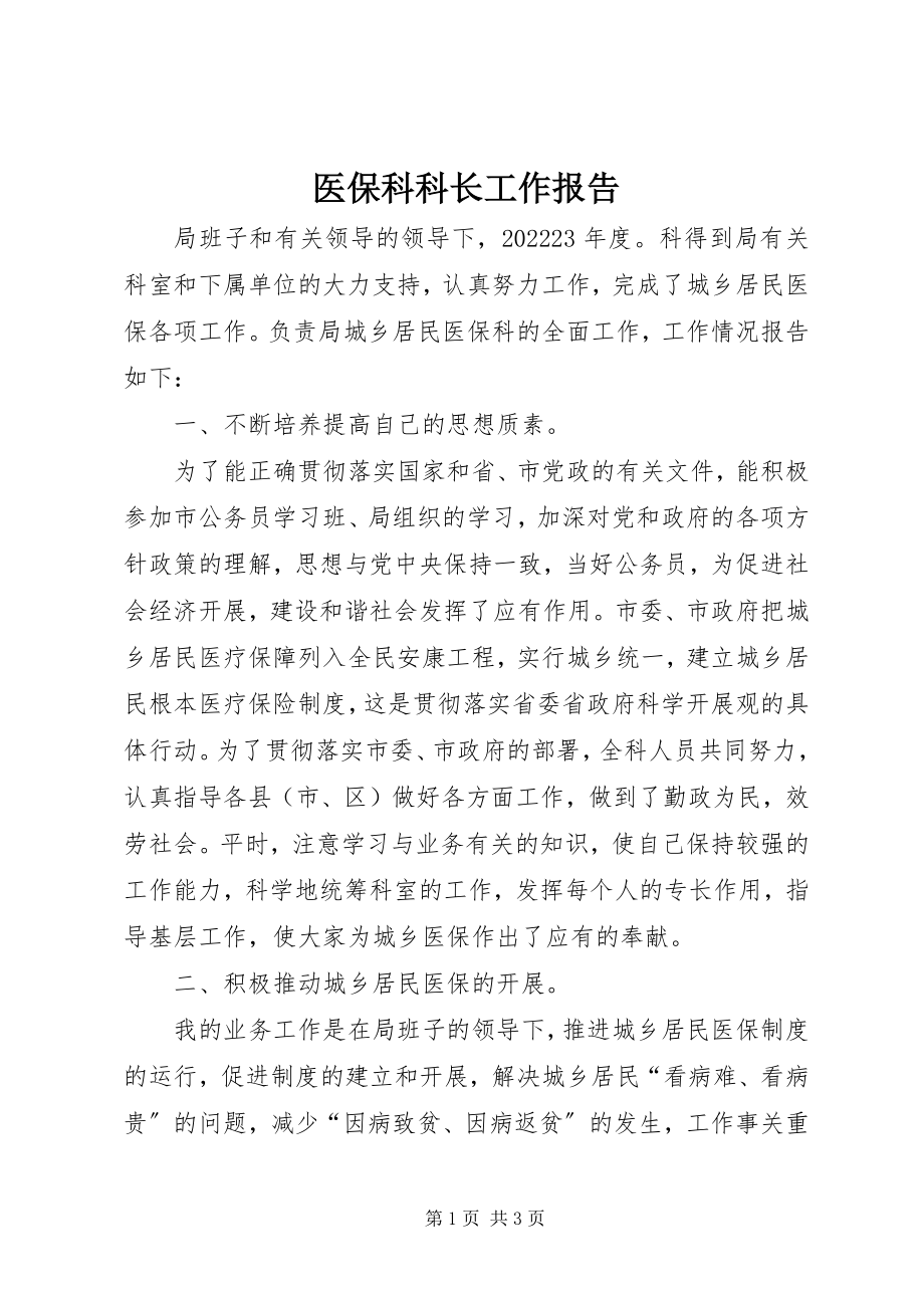 2023年医保科科长工作报告.docx_第1页