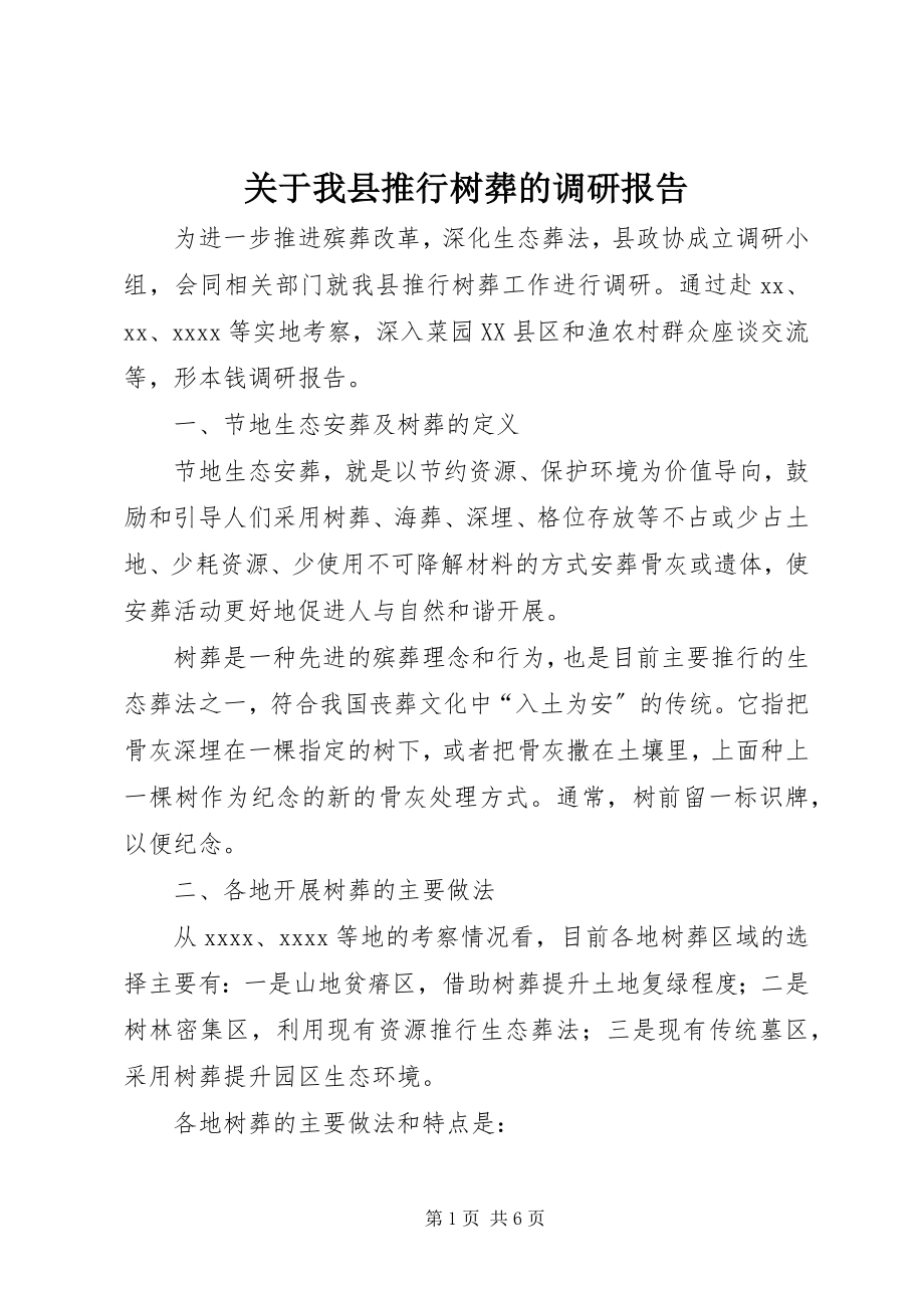 2023年我县推行树葬的调研报告.docx_第1页