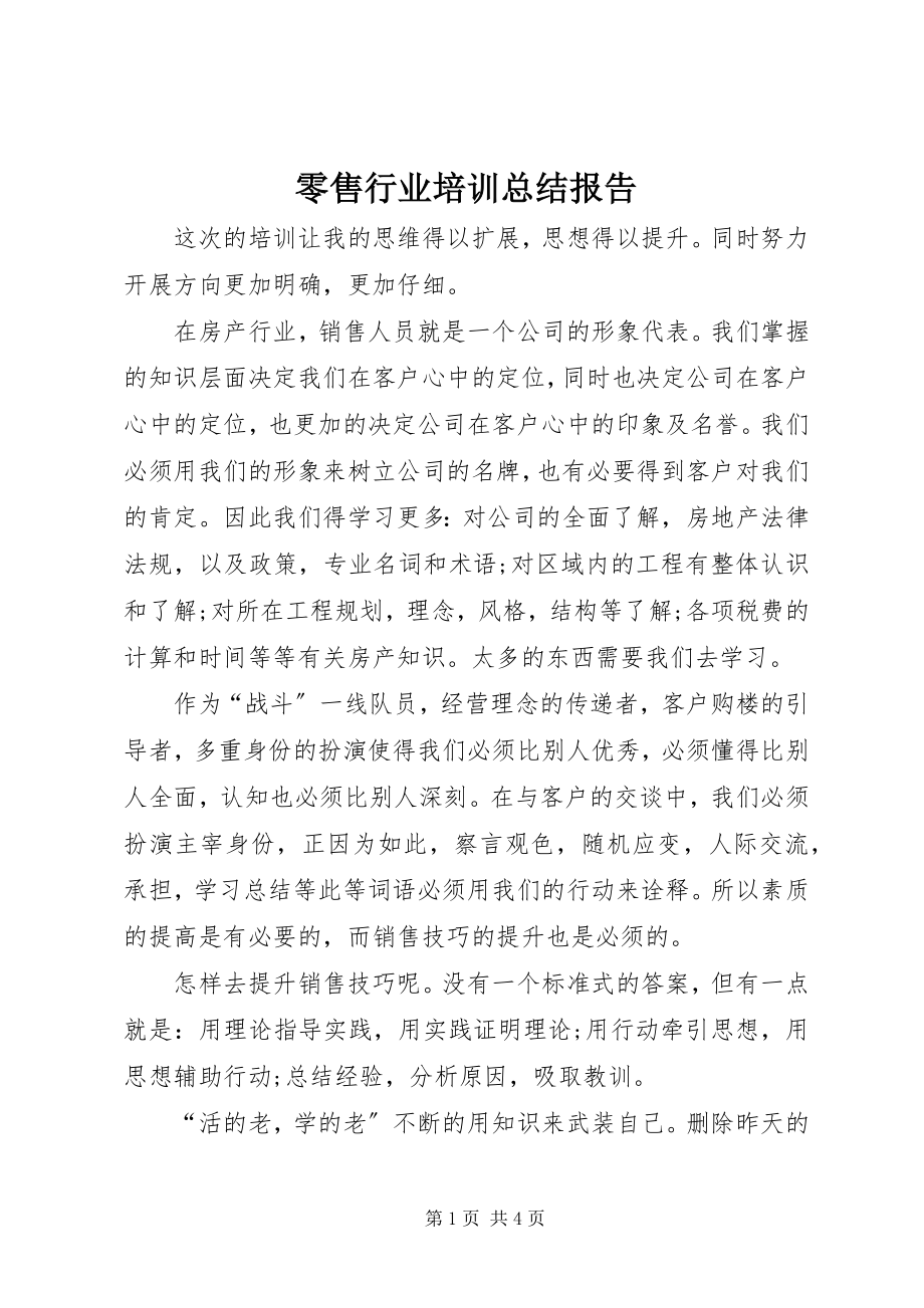 2023年零售行业培训总结报告.docx_第1页