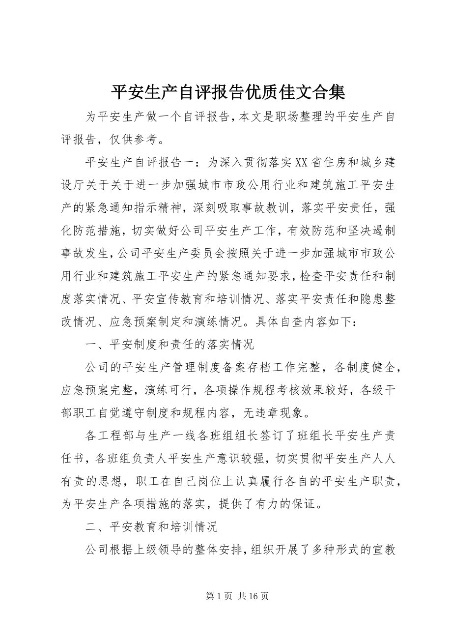 2023年安全生产自评报告优质佳文合集新编.docx_第1页