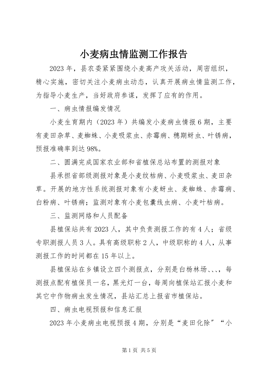 2023年小麦病虫情监测工作报告.docx_第1页