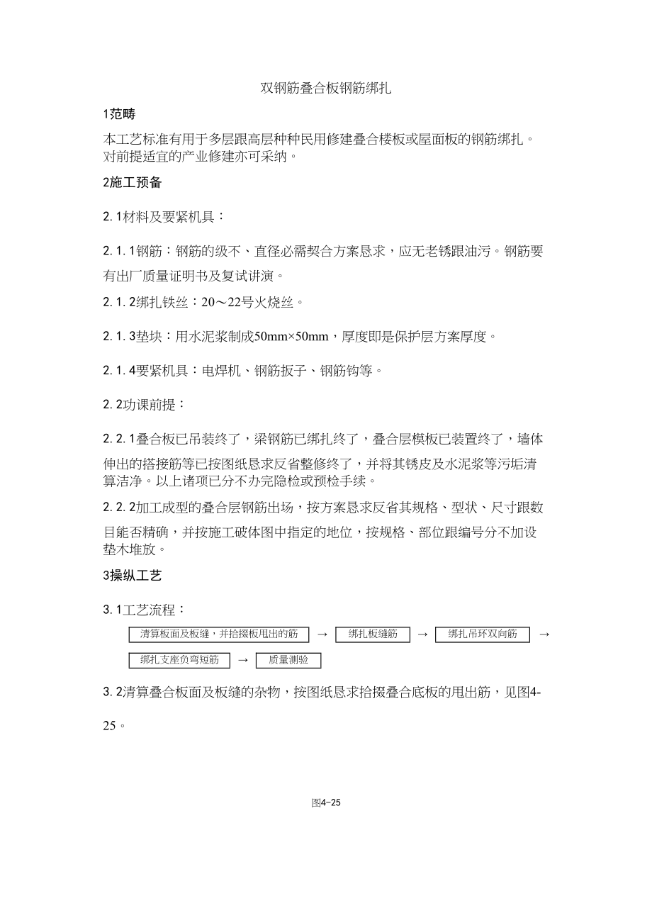 2023年建筑行业0双钢筋叠合板钢筋绑扎施工工艺.docx_第1页