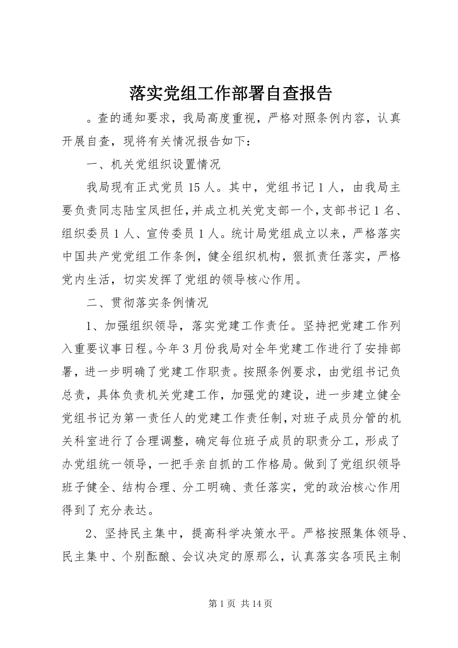 2023年落实党组工作部署自查报告.docx_第1页