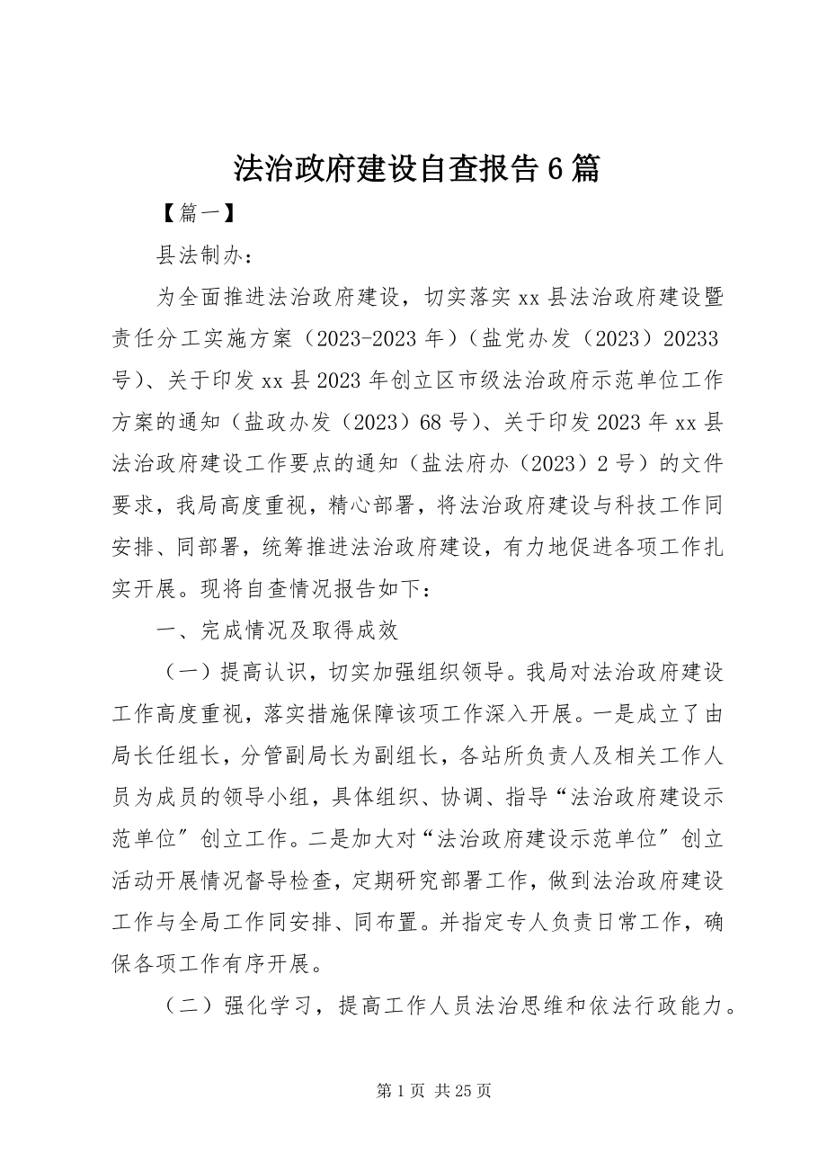 2023年法治政府建设自查报告6篇.docx_第1页