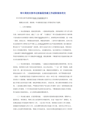 2023年审计局党支部书记抓基层党建工作述职报告范文.docx