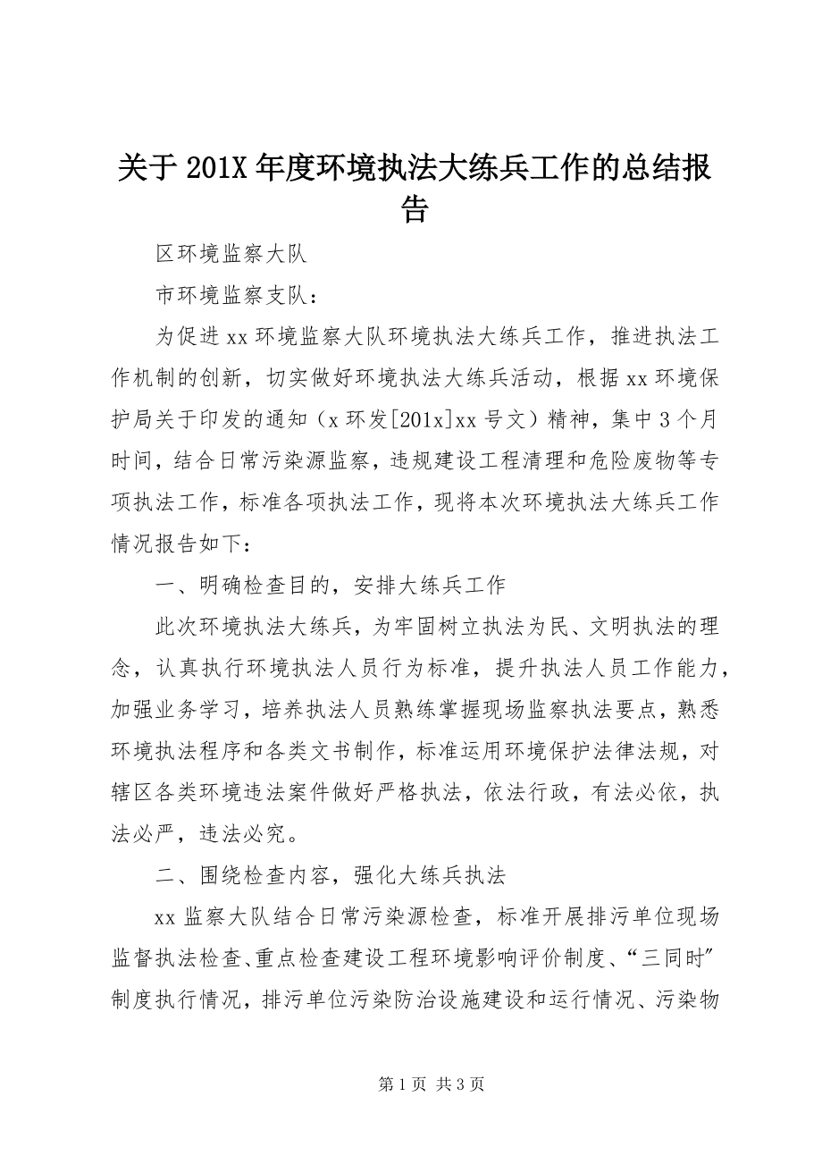 2023年度环境执法大练兵工作的总结报告.docx_第1页