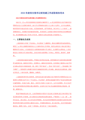 2023年度党支部书记抓党建工作述职报告范本.docx