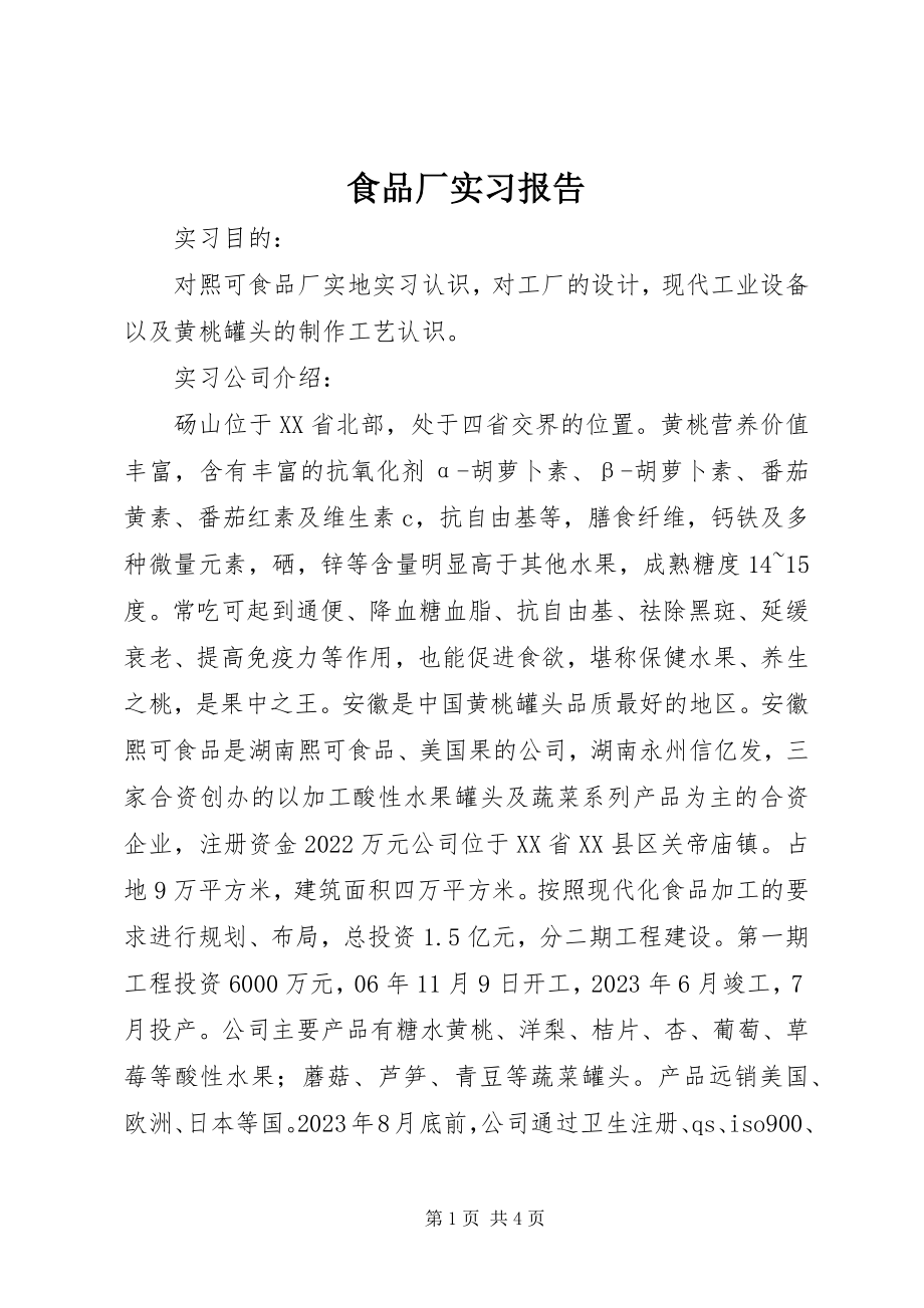 2023年食品厂实习报告.docx_第1页