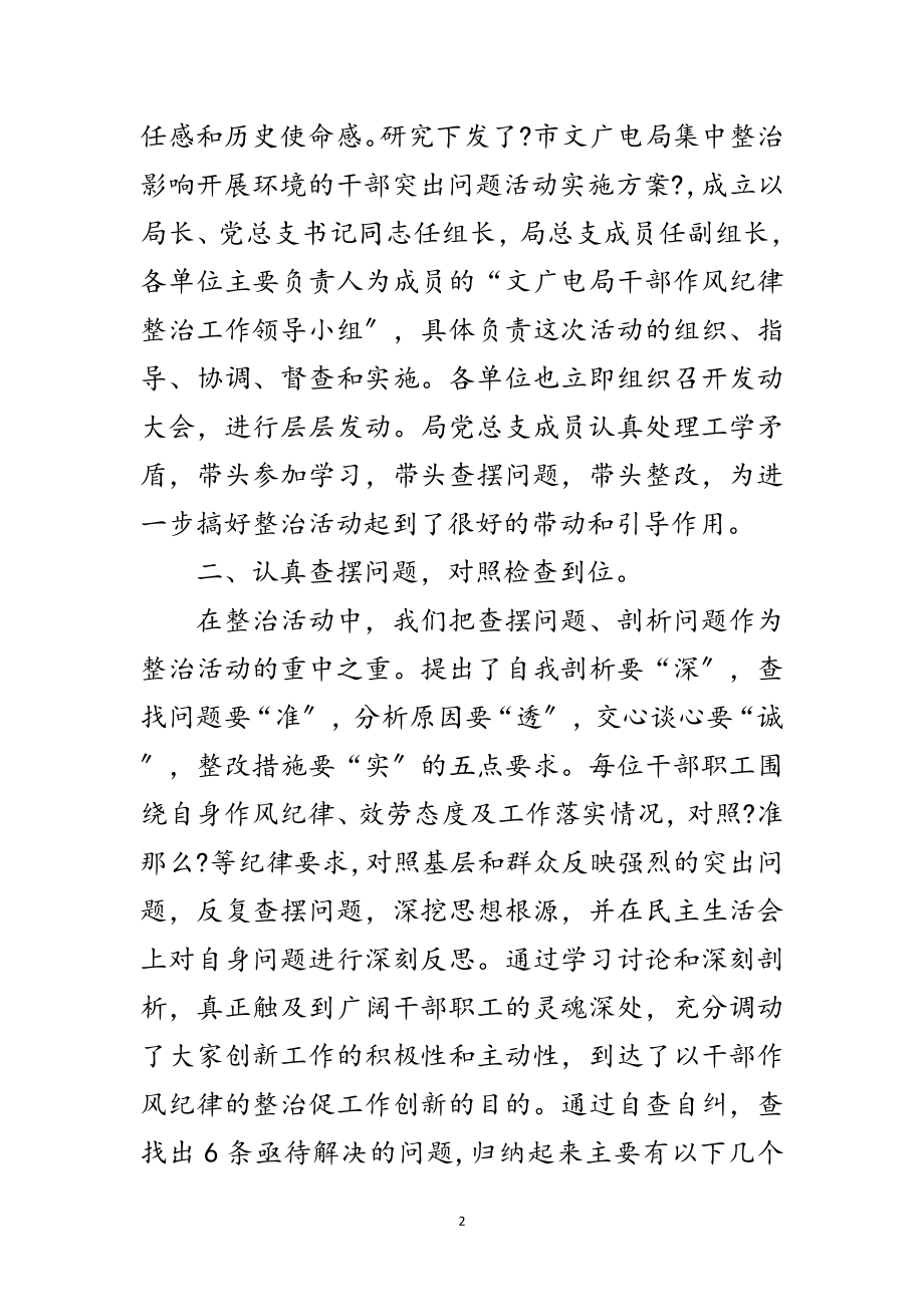 2023年文广局纪律整治活动报告范文.doc_第2页