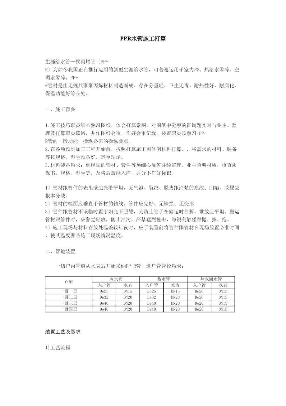 2023年建筑行业PPR水管施工组织设计方案.docx_第1页